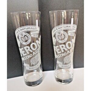Peroni Birra Italia 7"5x2" 3/4 Glass Superior Beer Set of Two Glasses  New